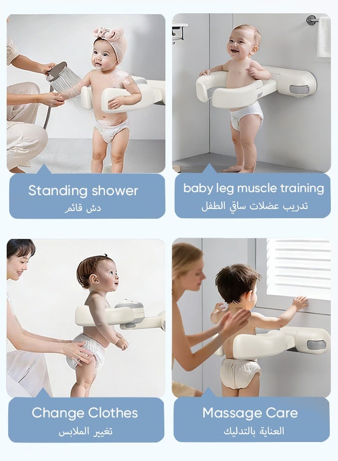 Sunbath Baby Shower Stand, Wall Mount Baby Shower Standing Support, Adjustable Toddler Bath Stand with Support,  Foldable Portable Baby Bath Helper Stand for 6-36 Months  Infants & Toddlers, Easy to Use - Image 3